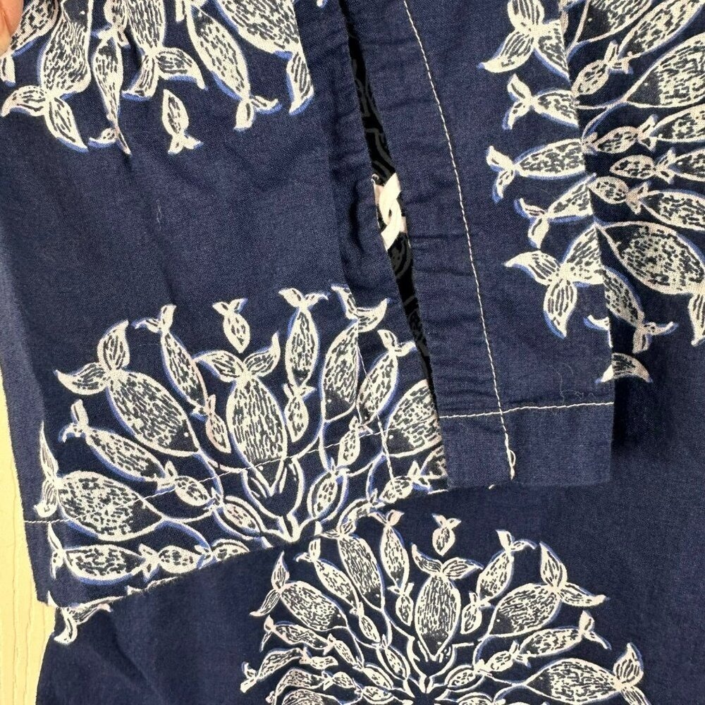 Lilly Pulitzer Navy Blue Printed Beach Cover-Up Tunic Dress Long Sleeve Resort - Picture 5 of 11